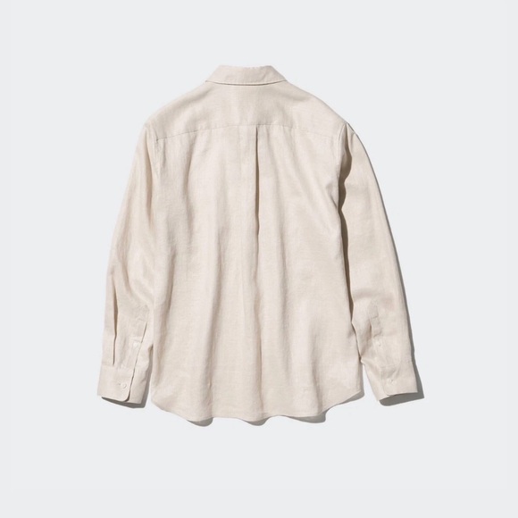 Uniqlo 100% Premium Linen Women’s Button Down Shirt Size S Natural Beige Staple - Picture 3 of 9